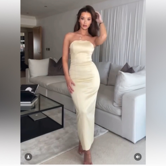 NWT Zara Satin Effect Cream Maxi Dress - Picture 5 of 14